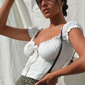 Hello Molly Elouise Crop Top White Bow